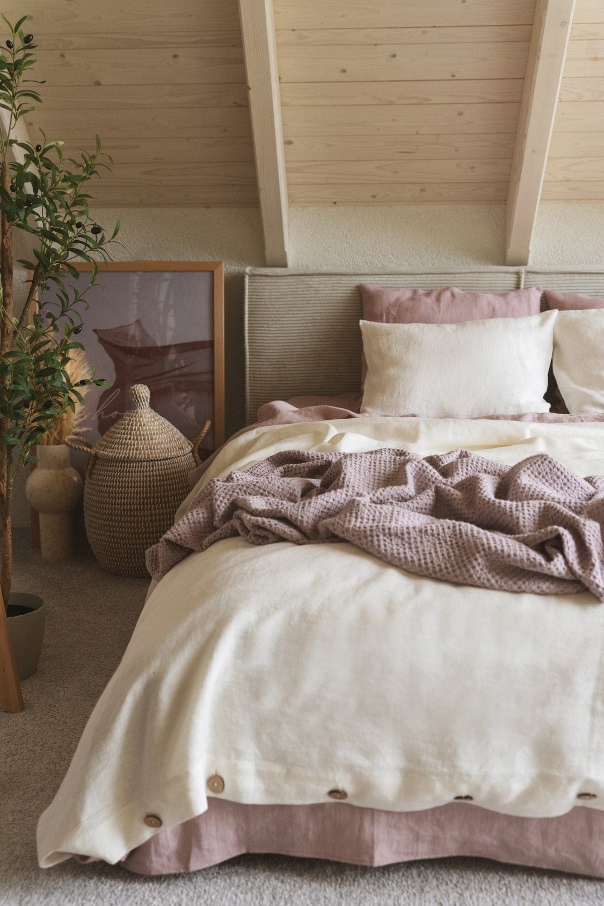 AmourLinen Set Bettwäsche Weiß
