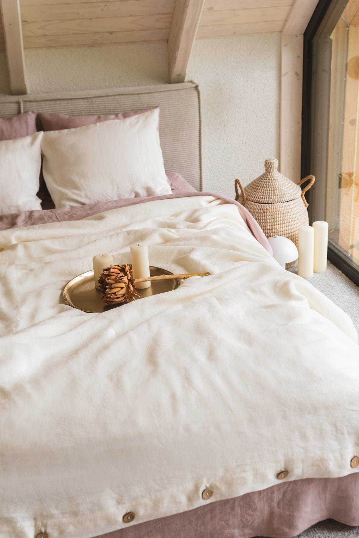 AmourLinen Set Bettwäsche Weiß