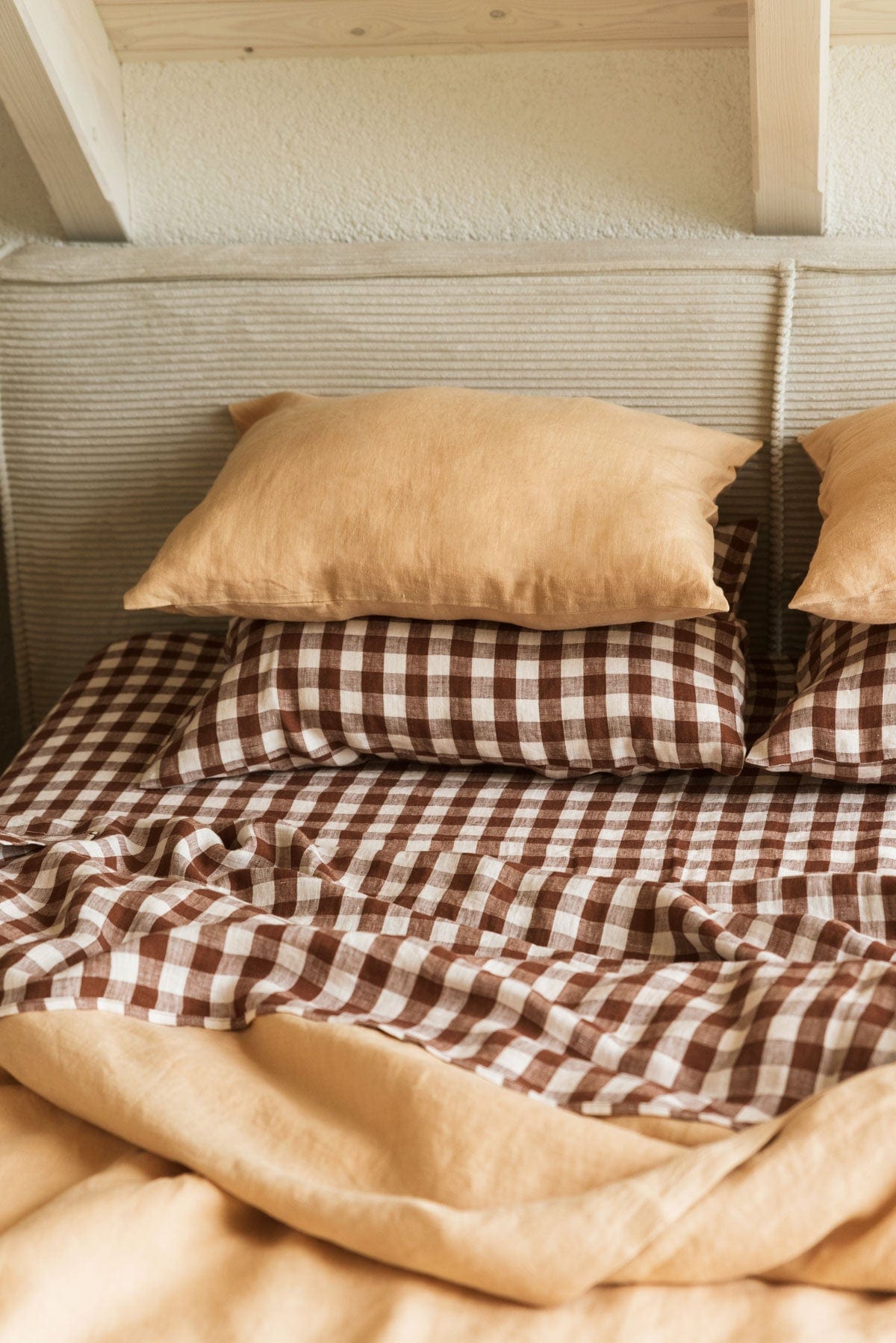 AmourLinen Bettlaken Mocha Gingham