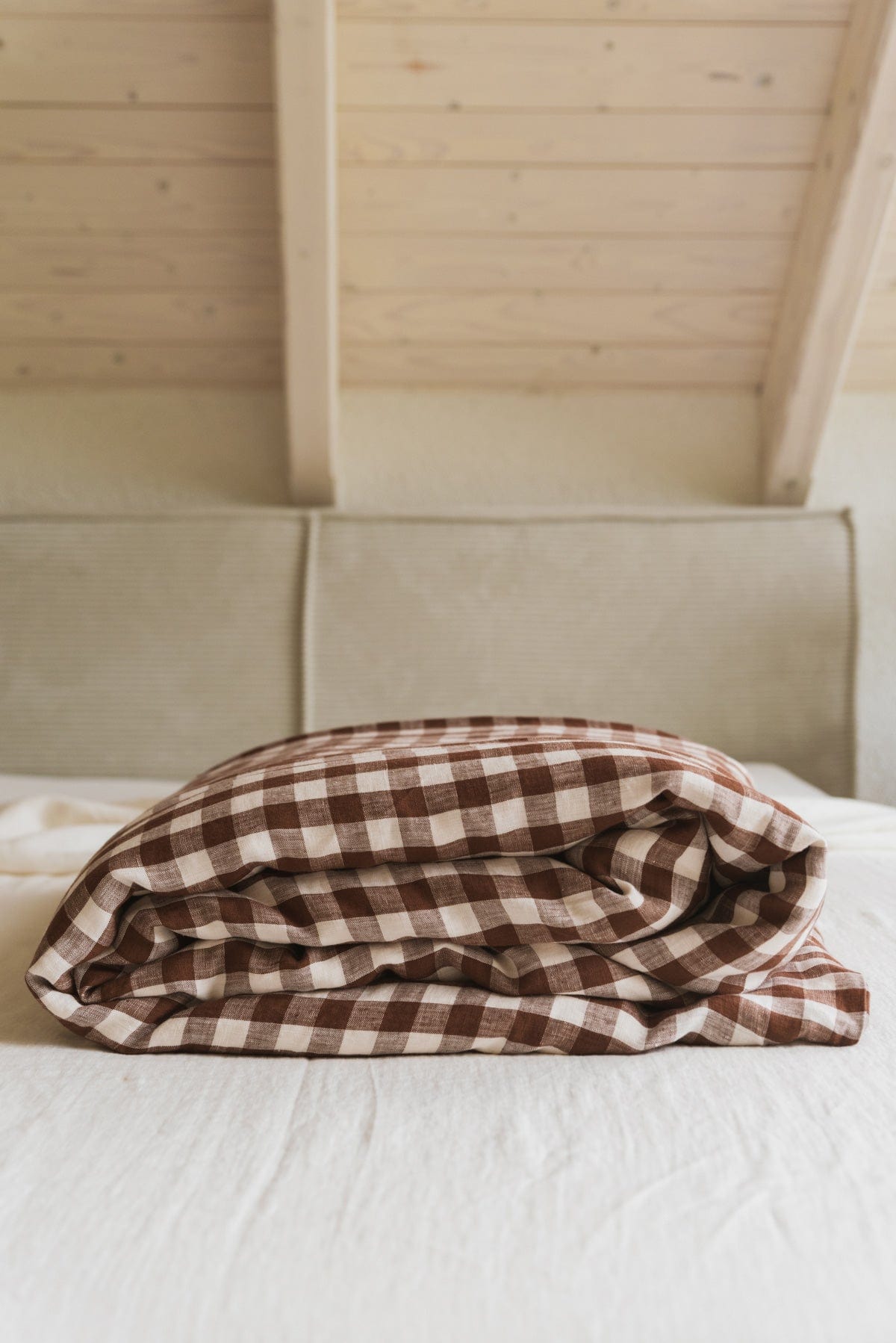 AmourLinen Bettbezug Mocha Gingham