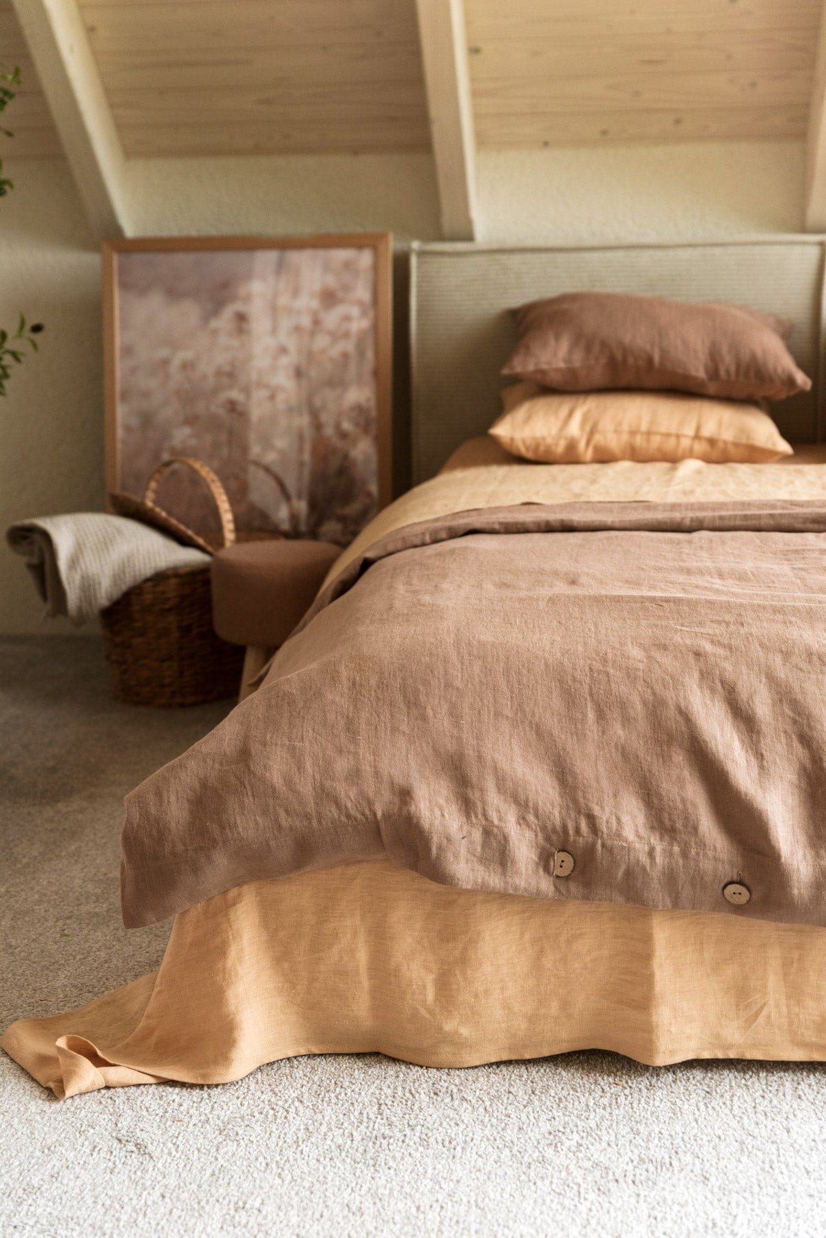 AmourLinen Bettbezug Rosig Braun
