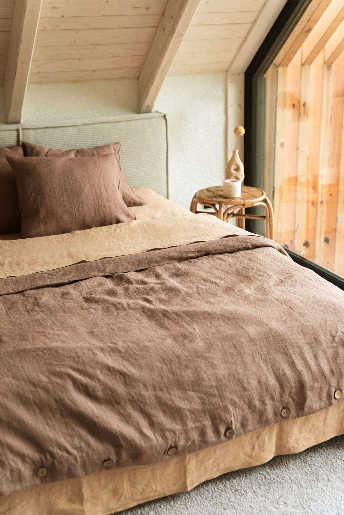 AmourLinen Bettbezug Rosig Braun