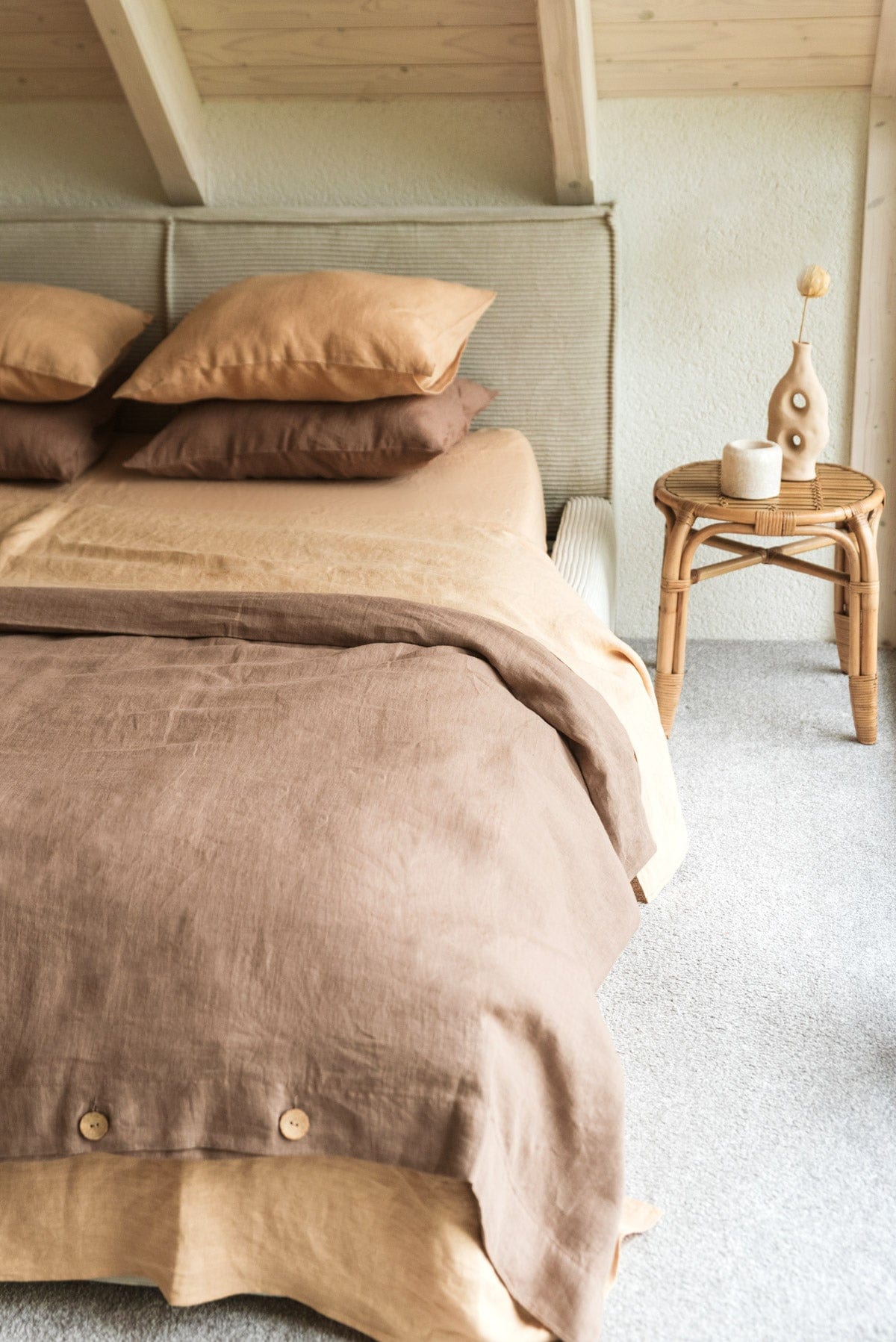AmourLinen Bettbezug Rosig Braun