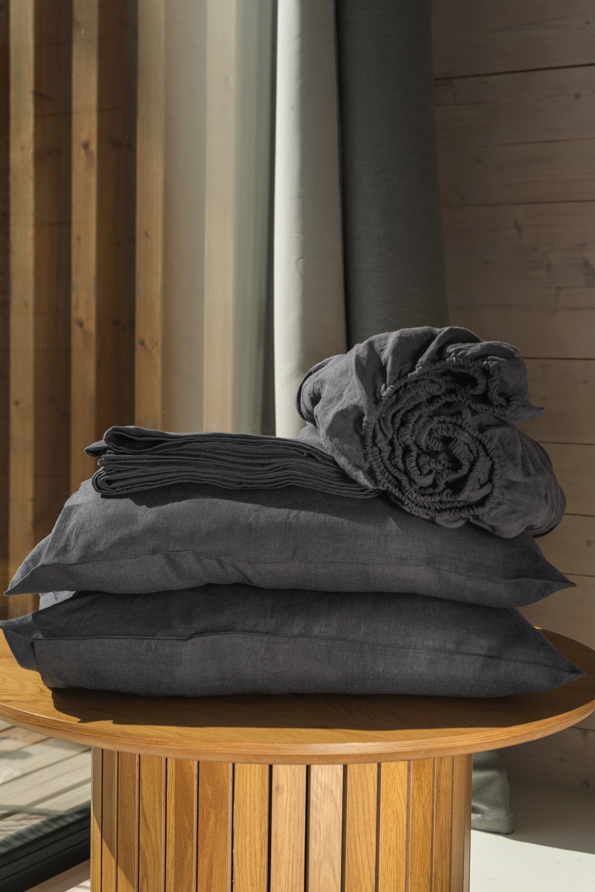 AmourLinen Set Bettlaken Holzkohle