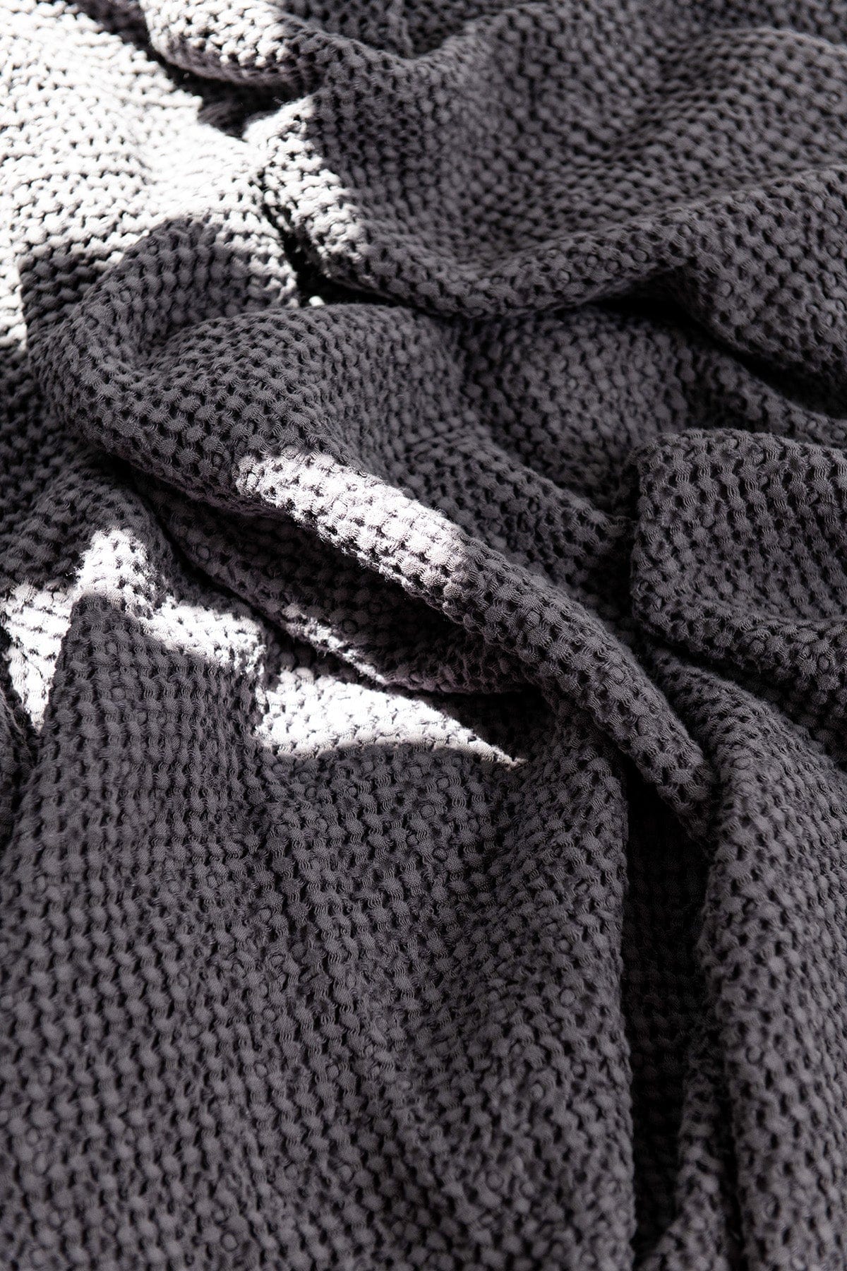 AmourLinen unisex vegan Blanket Waffle Charcoal