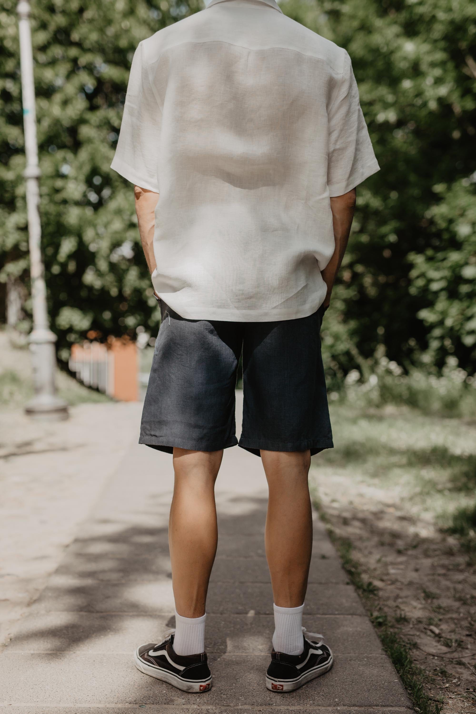 AmourLinen men vegan Shorts Classic Hermes Charcoal
