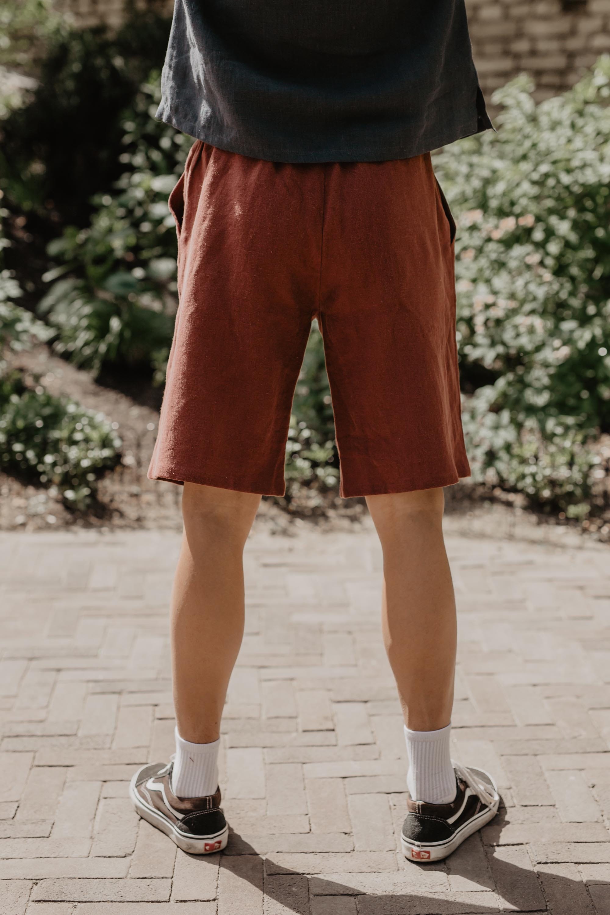 AmourLinen men vegan Shorts Classic Hermes Terracotta