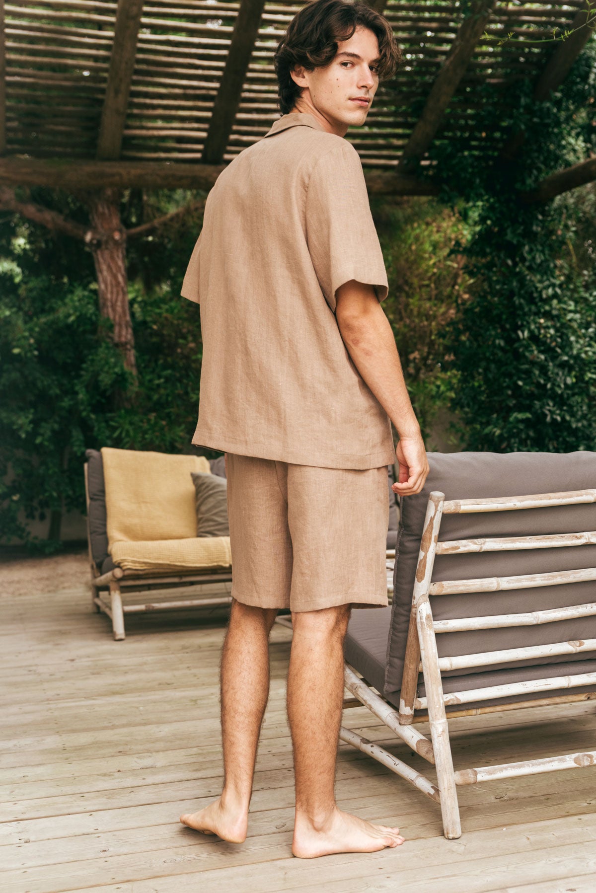 AmourLinen men vegan Set Loungewear Aspen Rosy Brown