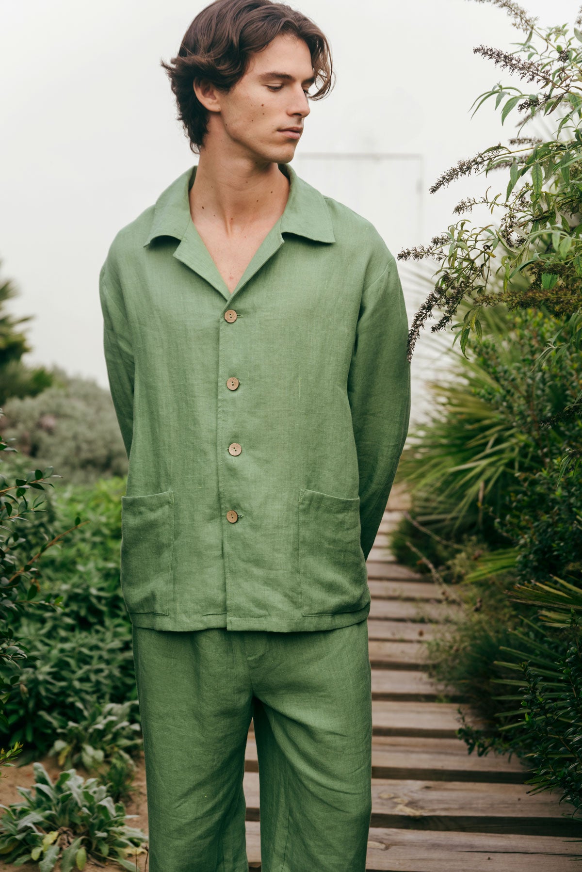 AmourLinen men vegan Set Loungewear Oliver Matcha Green
