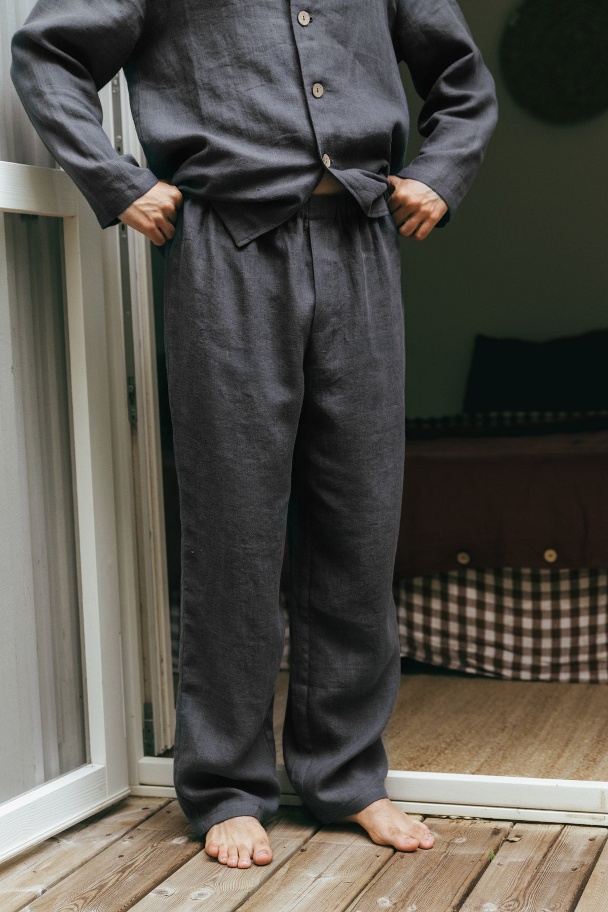AmourLinen men vegan Set Pyjama Classic Harry Charcoal