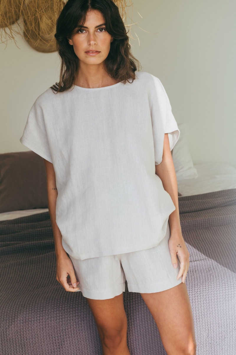 Image of AmourLinen dames vegan Set Pyjama Cloud Nine Crème