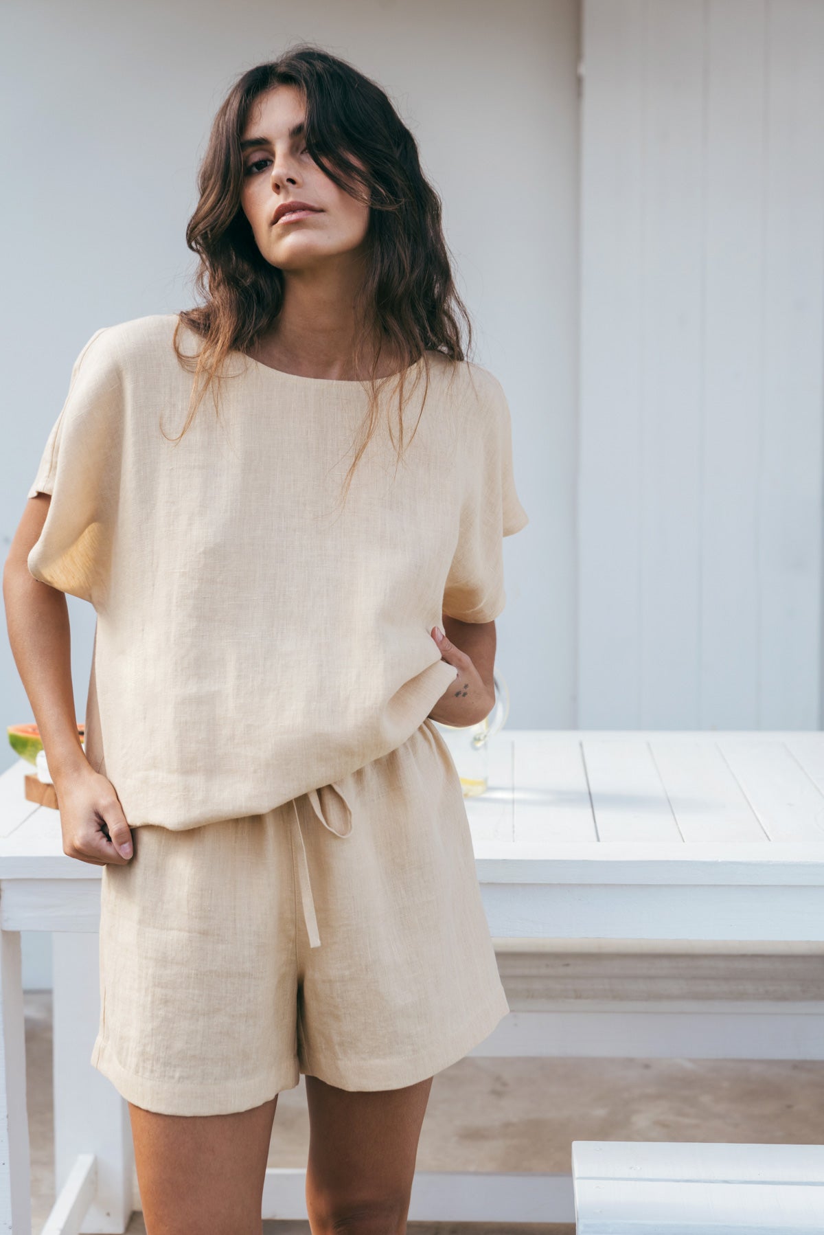 AmourLinen womens vegan Set Pyjama Cloud Nine Mustard