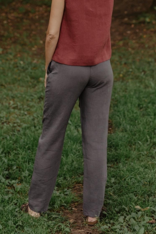 AmourLinen Damen vegan Hose Malmö Holzkohle