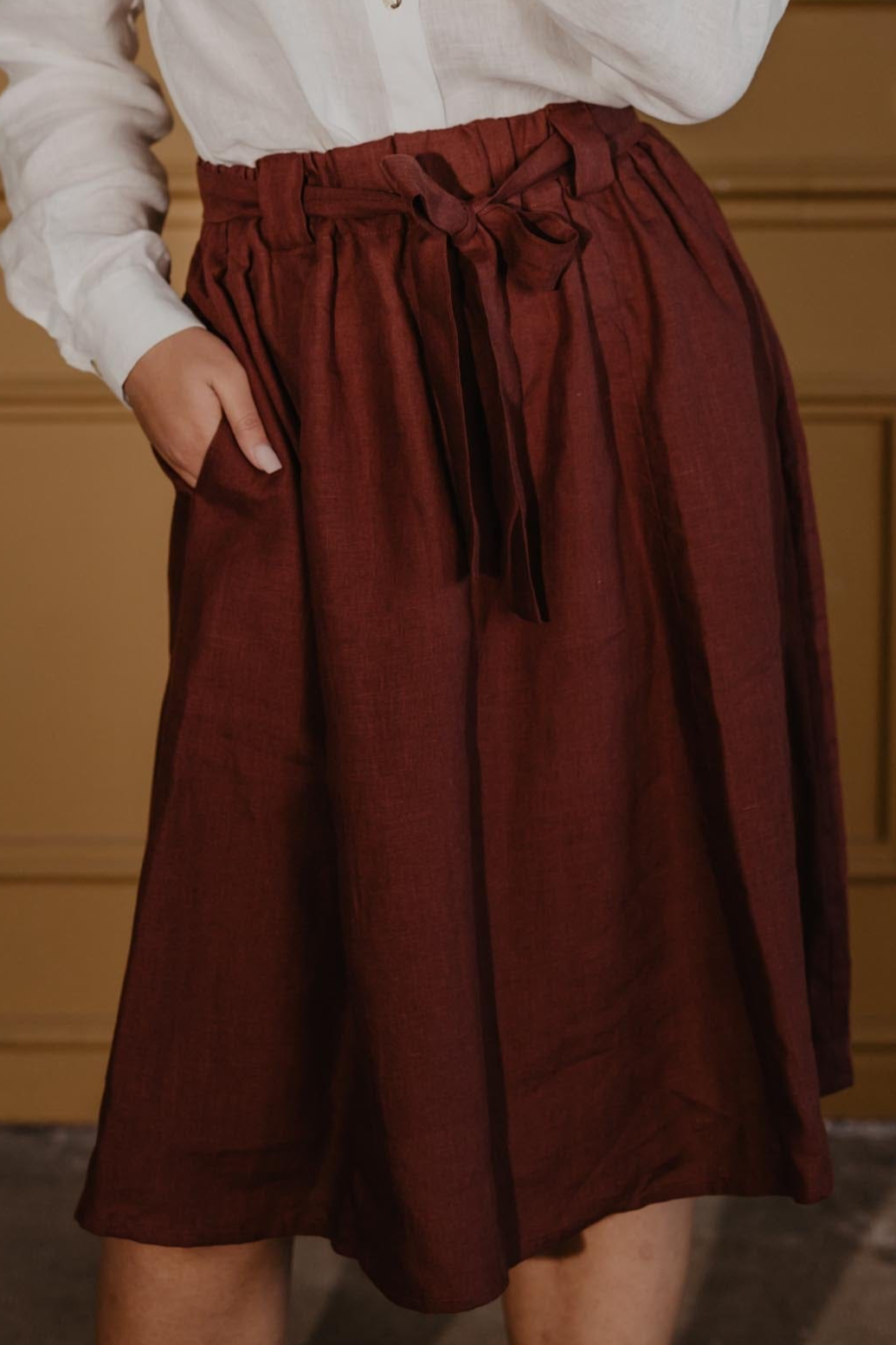 AmourLinen Damen vegan Rock Mid Length Bergen Terracotta