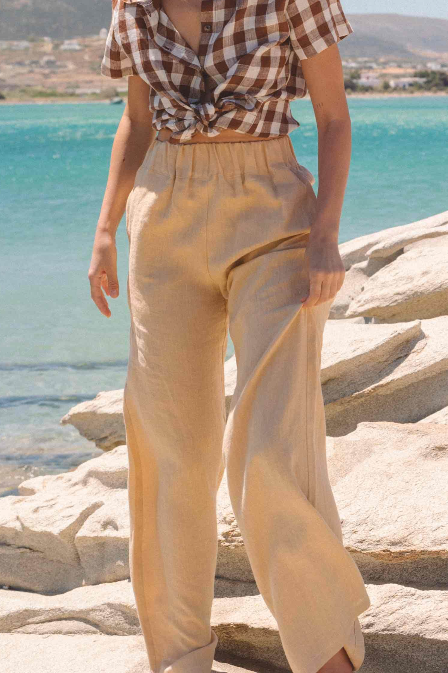 AmourLinen Damen vegan Hose Oulu Senf