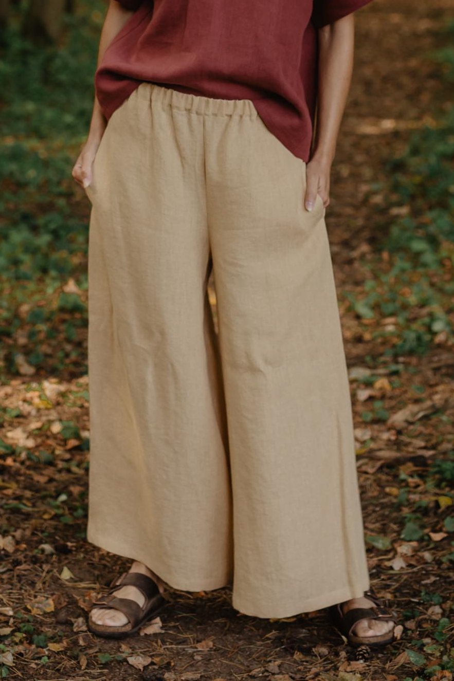 AmourLinen Damen vegan Hose Isabella Senf