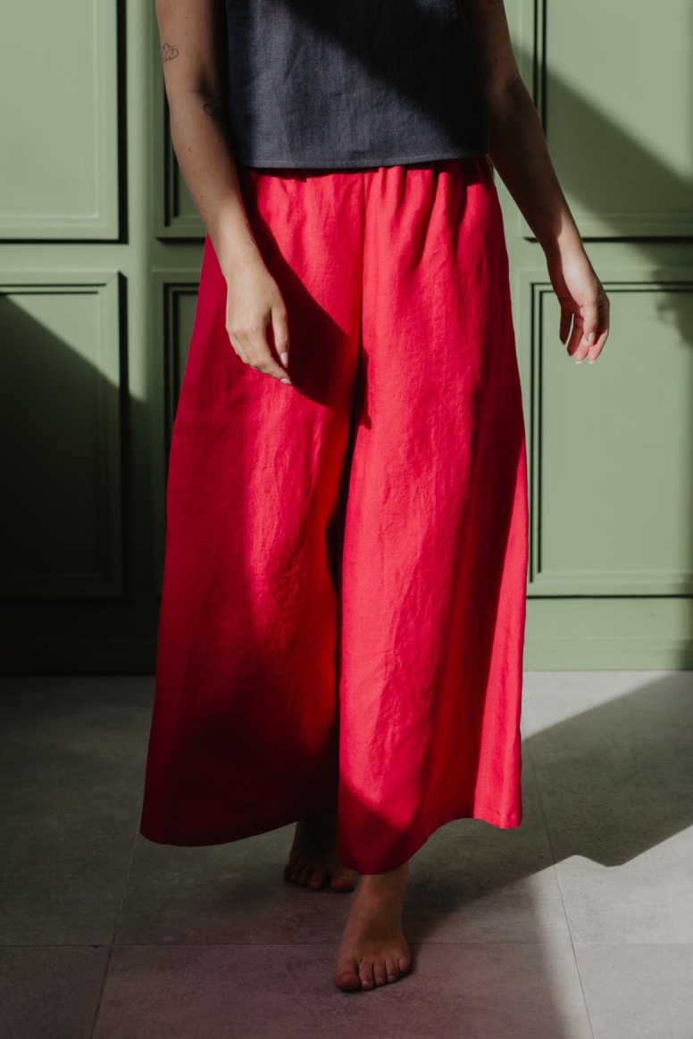AmourLinen Damen vegan Hose Isabella Viva Magenta