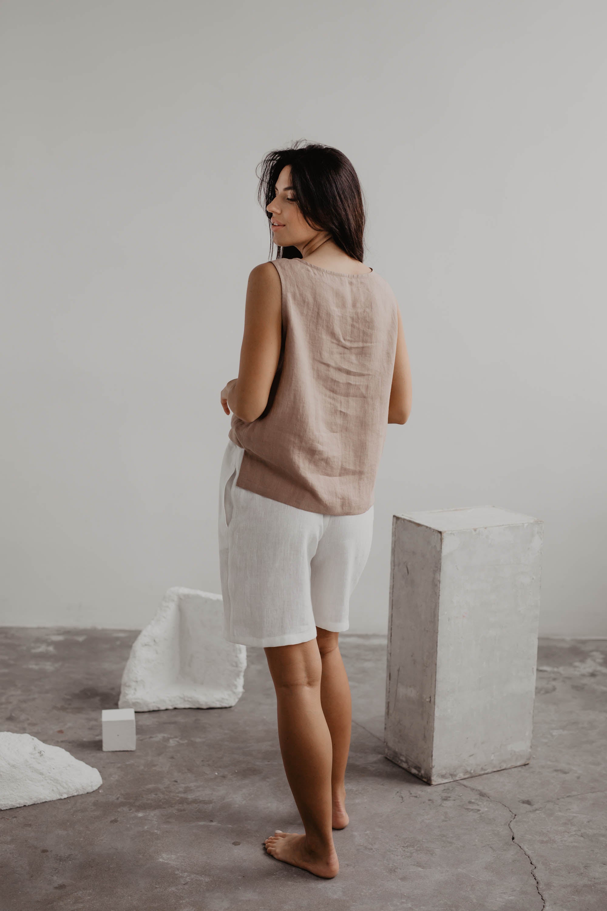 AmourLinen womens vegan Top Classical Colette Rosy Brown
