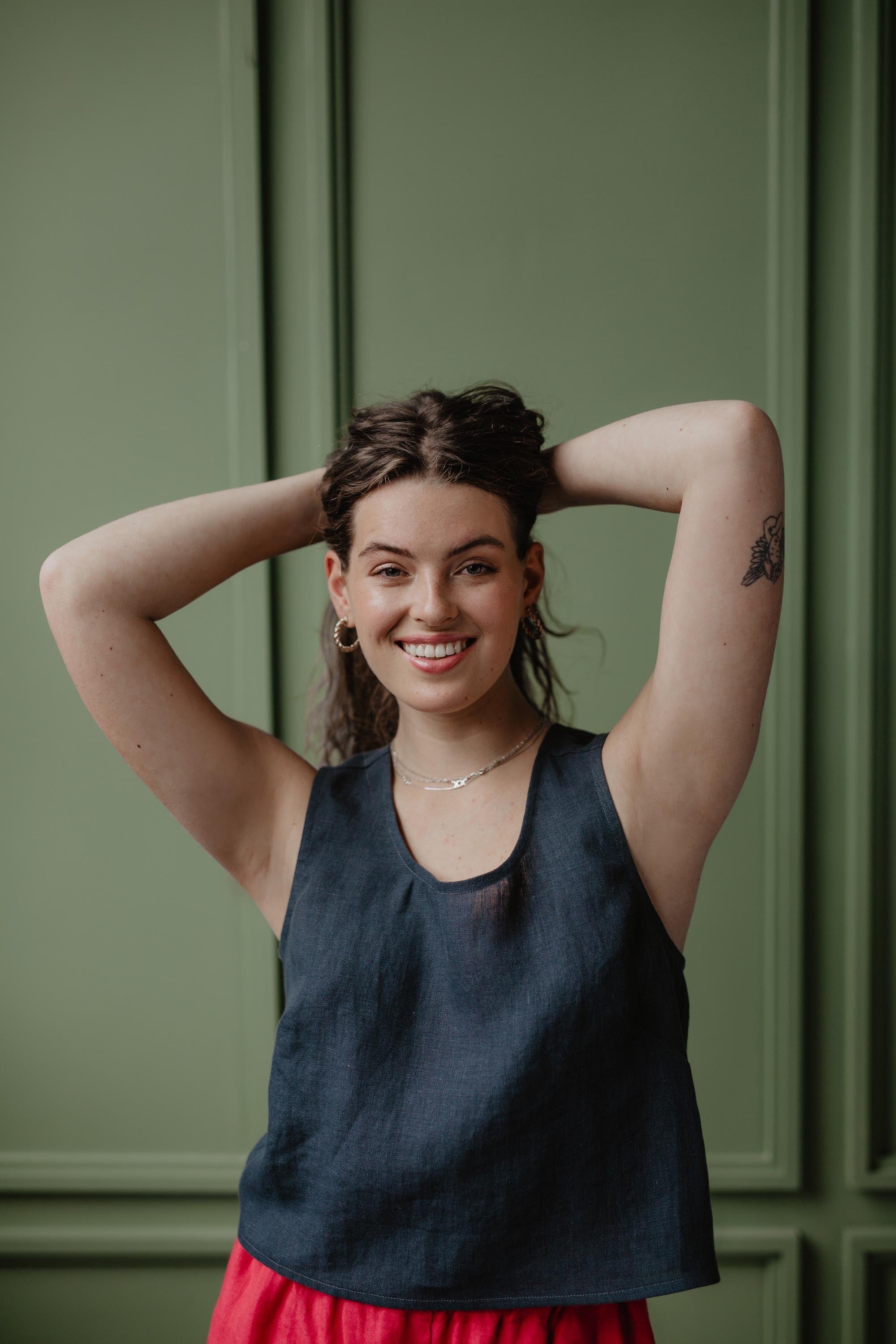 AmourLinen Damen vegan Oberteil Ella Charcoal