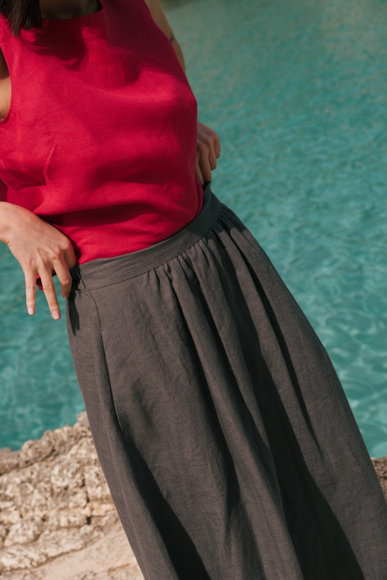 AmourLinen womens vegan Skirt Mona Charcoal