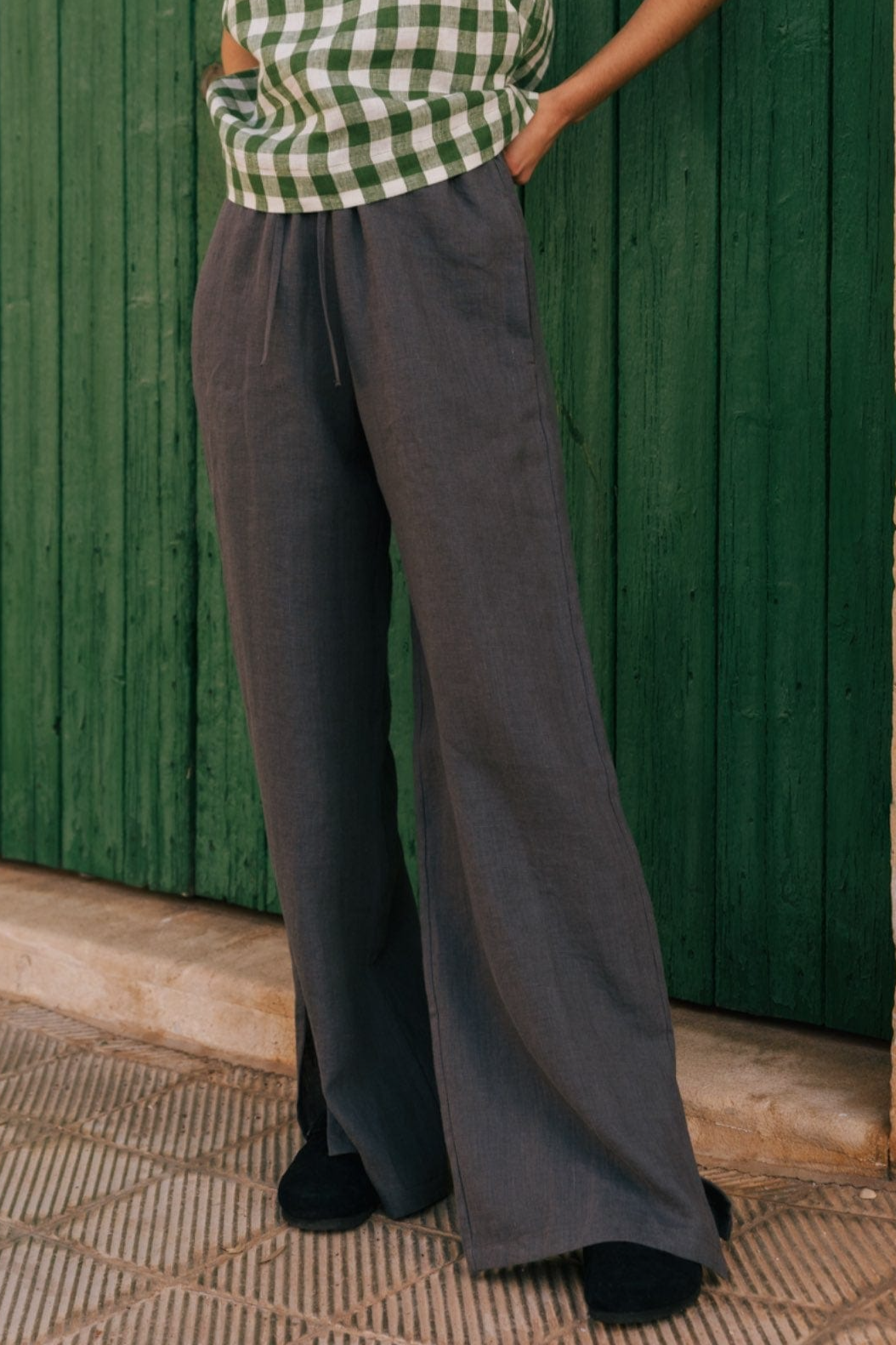 AmourLinen Damen vegan Hose Leah Charcoal