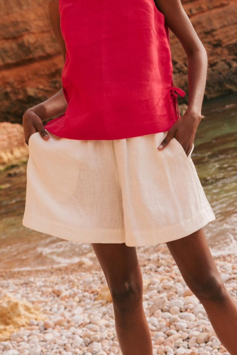 Image of AmourLinen dames vegan Shorts Betty Classic Wit