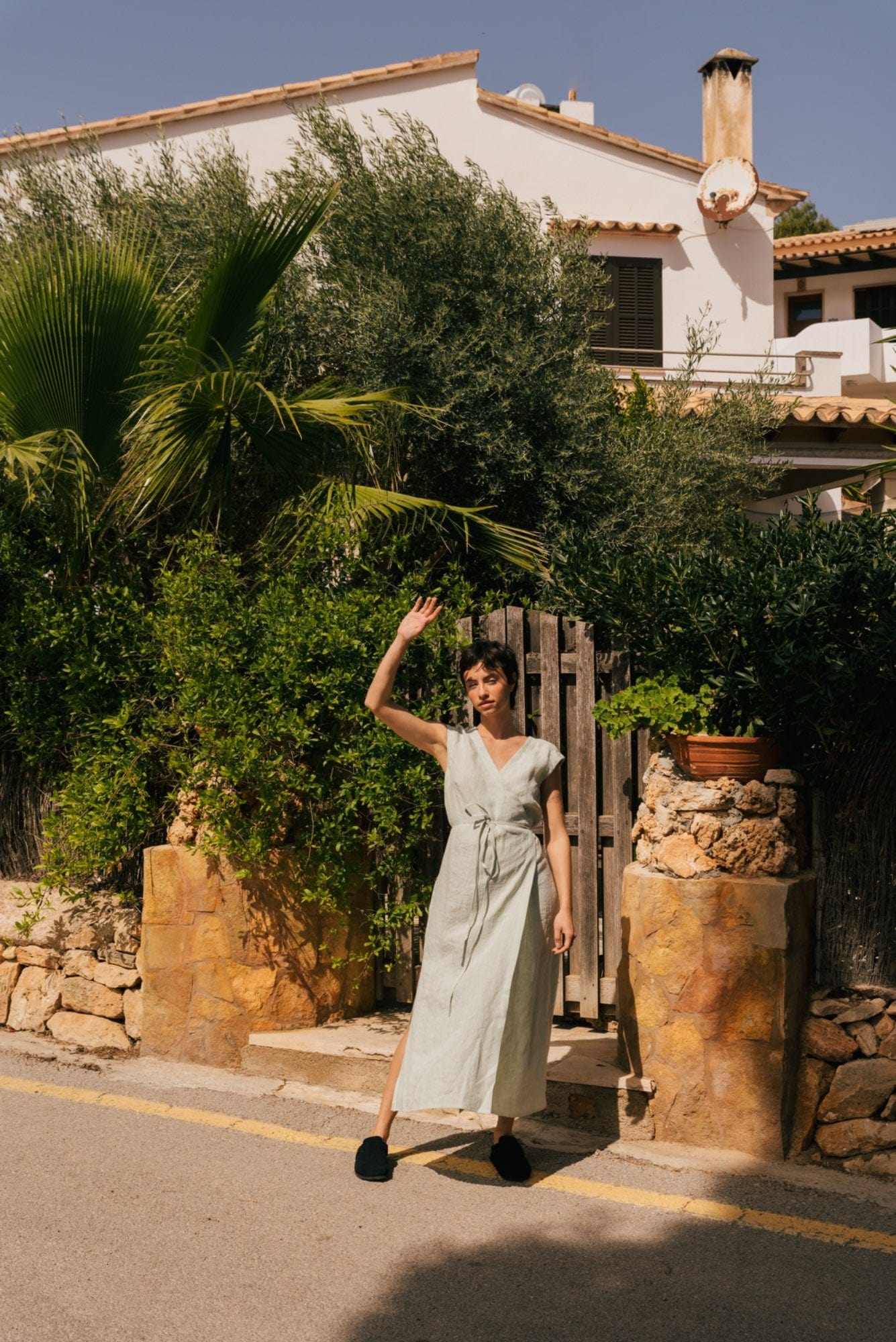 AmourLinen Dress Mid Length Aurora Sage Green