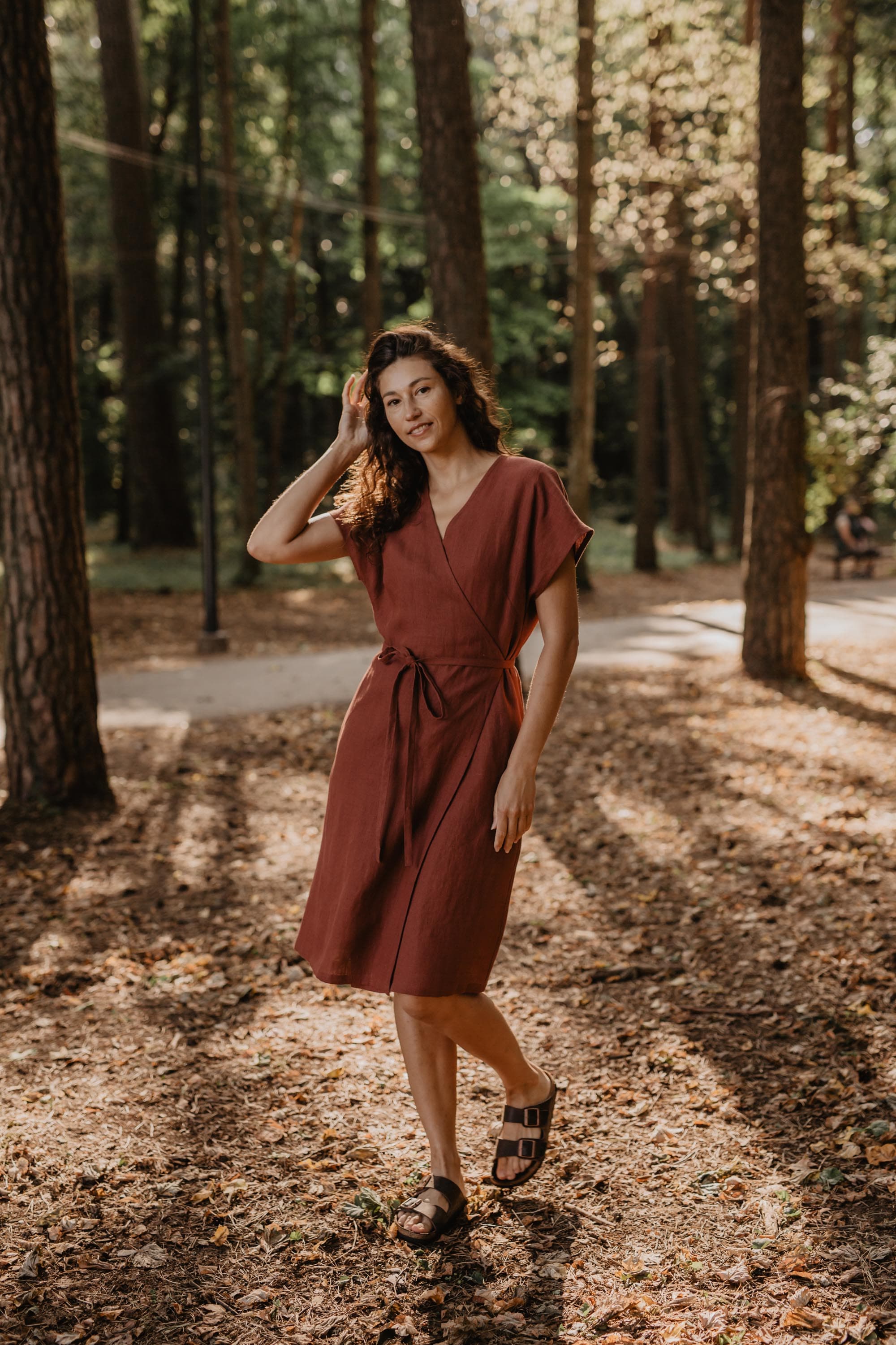 terracotta brown dress Sleeveless Terracotta V-Neck Long Wedding Guest Dress main image 0