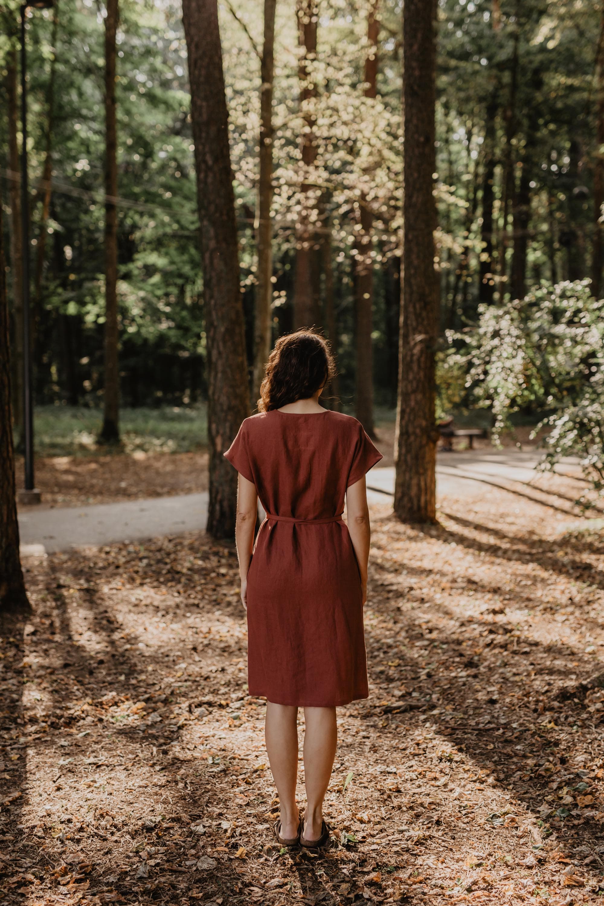 AmourLinen Wrap Dress Rome Terracotta