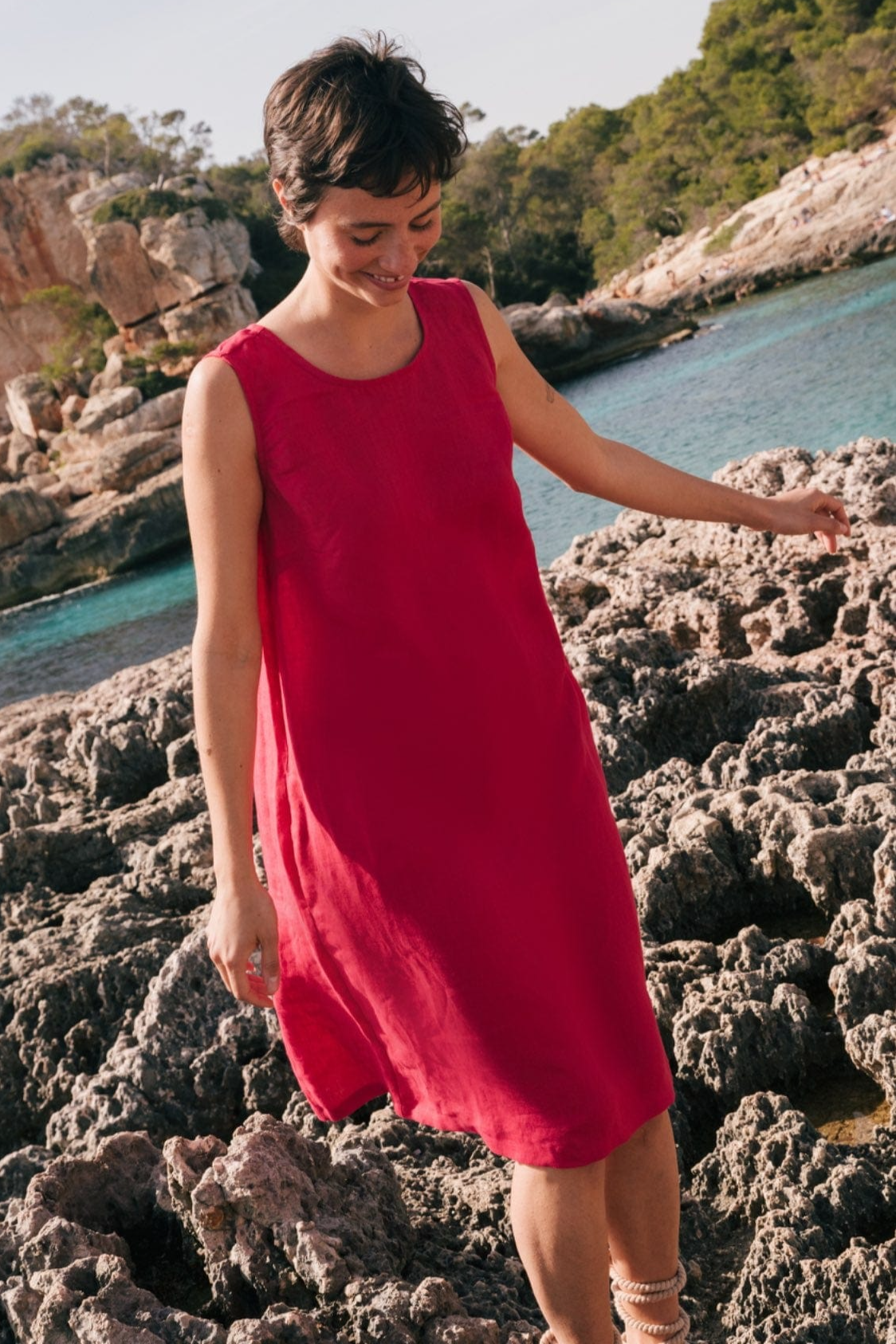 AmourLinen Damen vegan Kleid Norah Viva Magenta