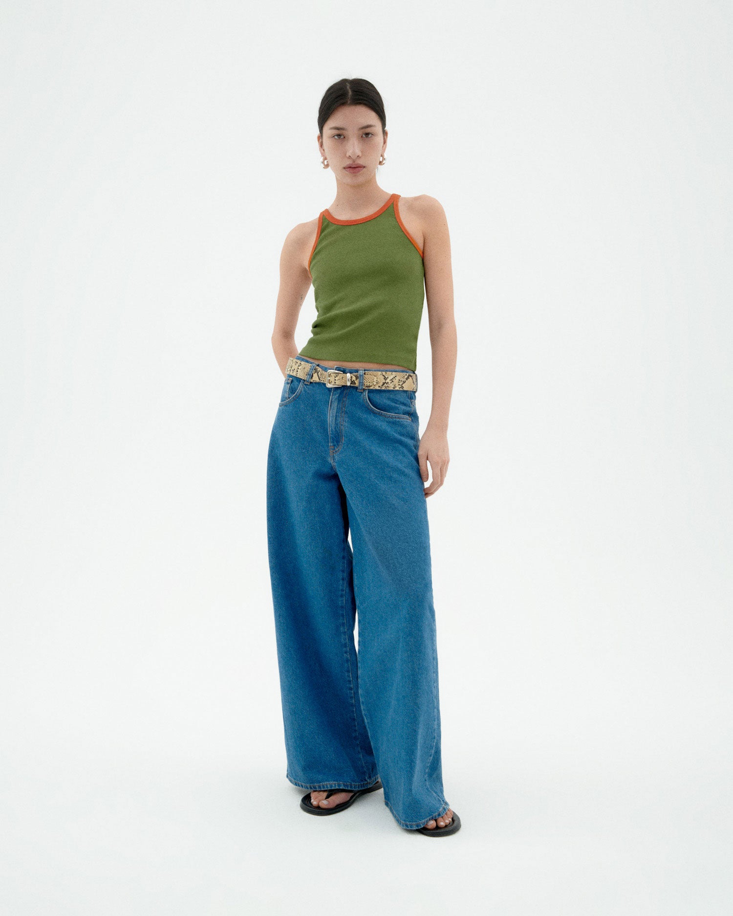 Thinking MU womens vegan Top Harriet Contrast Green