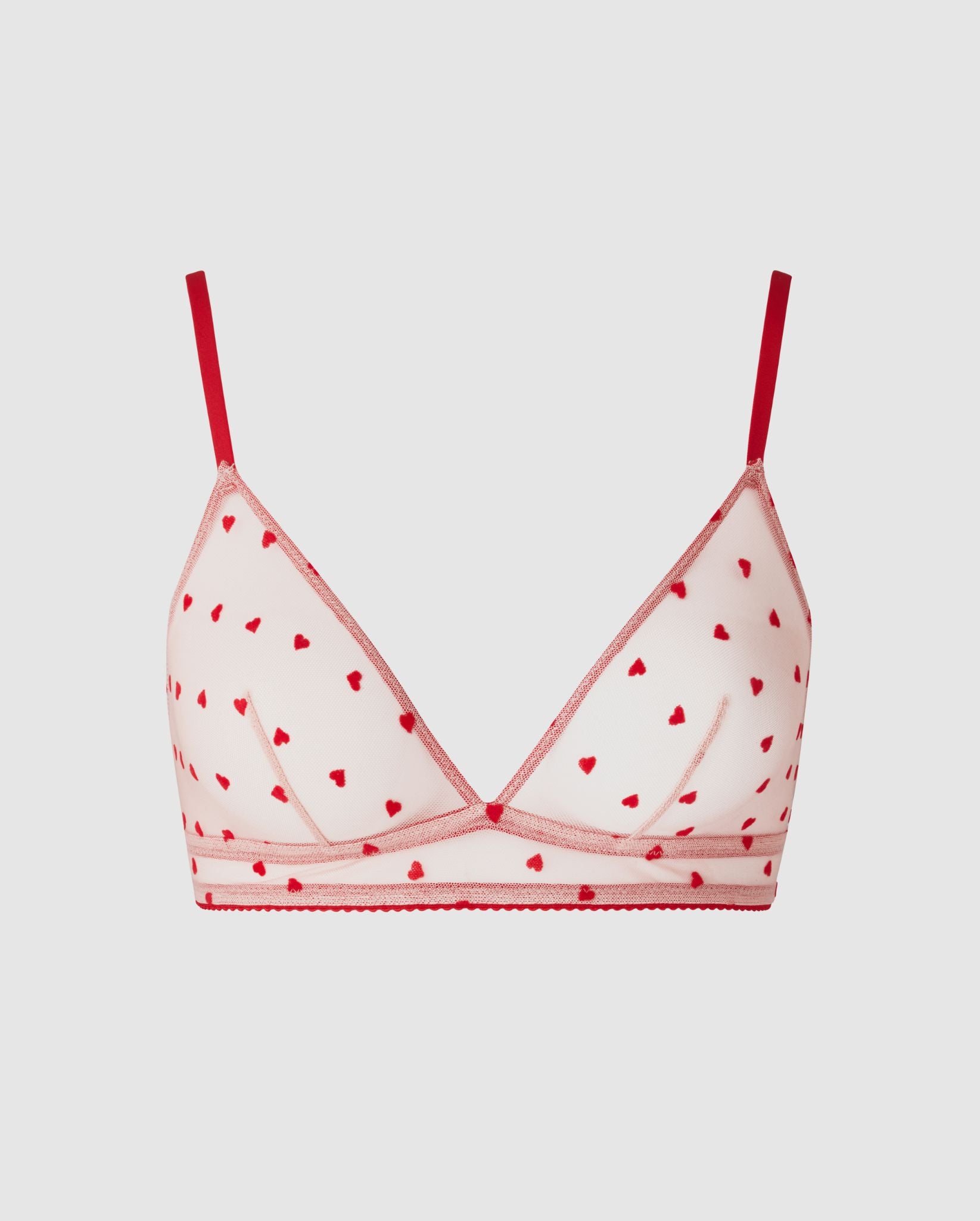 Understatement womens vegan Bralette Mesh Triangle Pale Pink/Deep Red