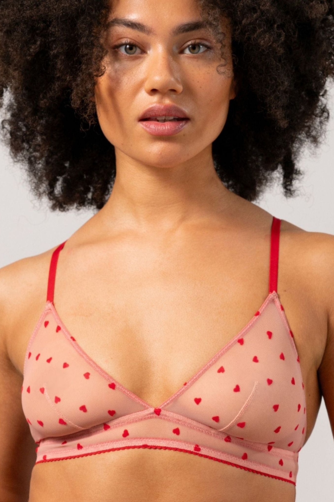 Understatement womens vegan Bralette Mesh Triangle Pale Pink/Deep Red