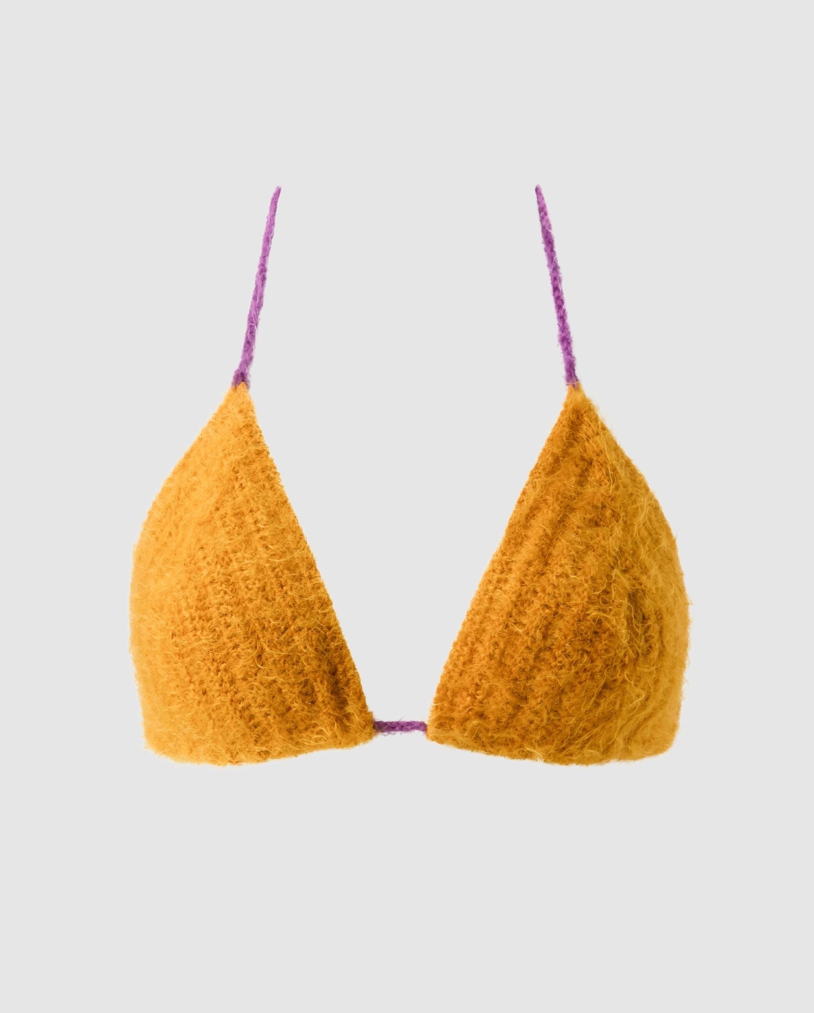 100243 - Damen vegan Bralette Knitted Triangle Senf Elektrolila