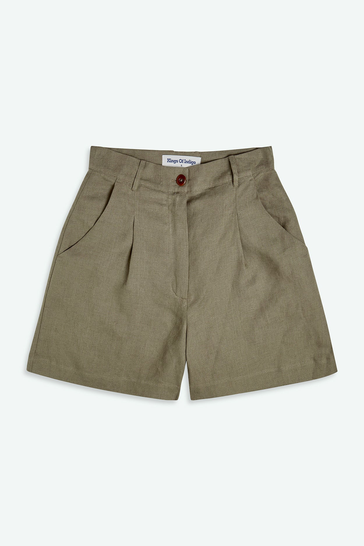 Image of Kings of Indigo dames vegan Korte Broek Makeda Bungee Cord Donker Olijfgroen