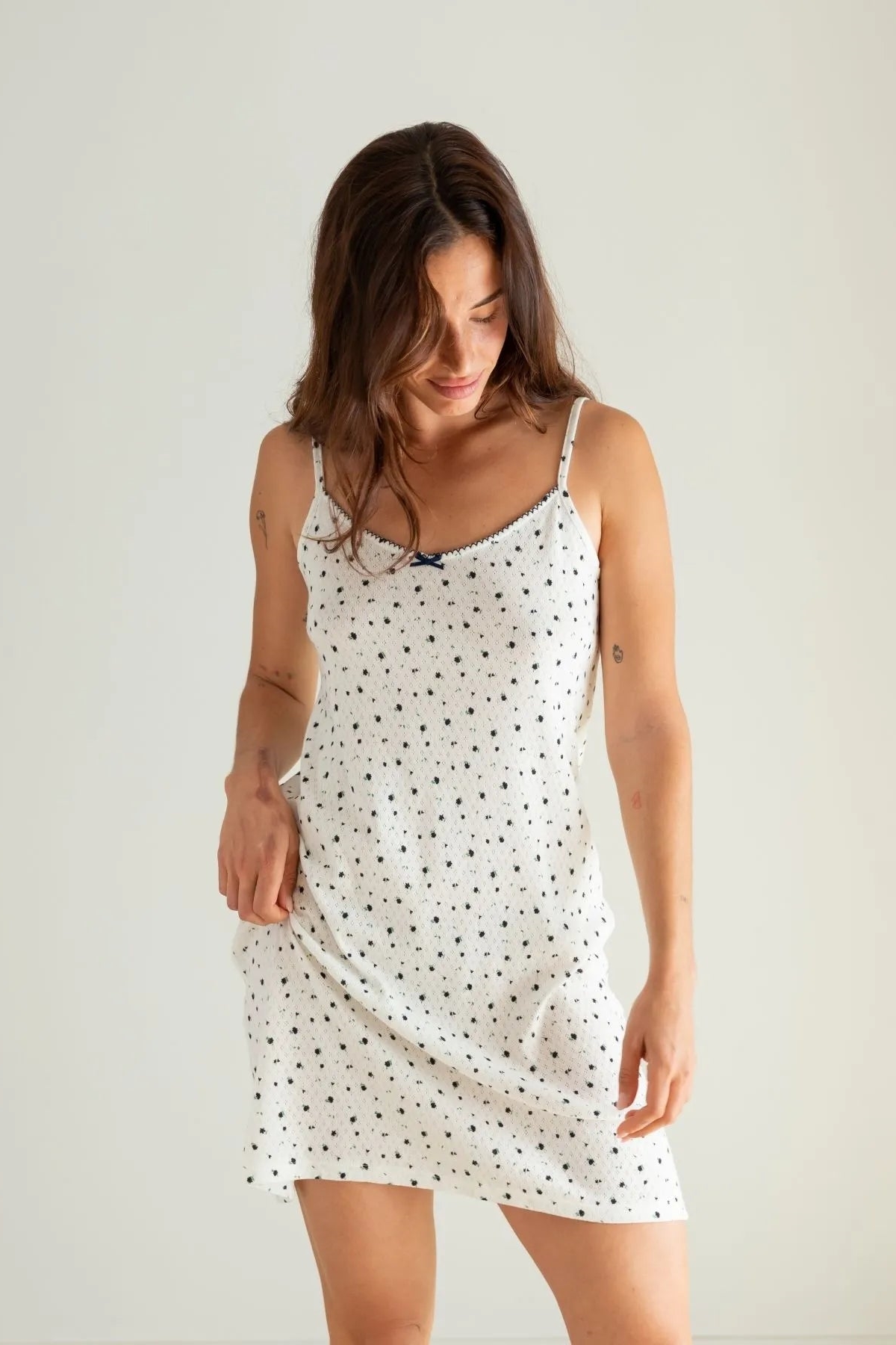 Image of Clotsy dames vegan Nachtjapon Bloem Wit