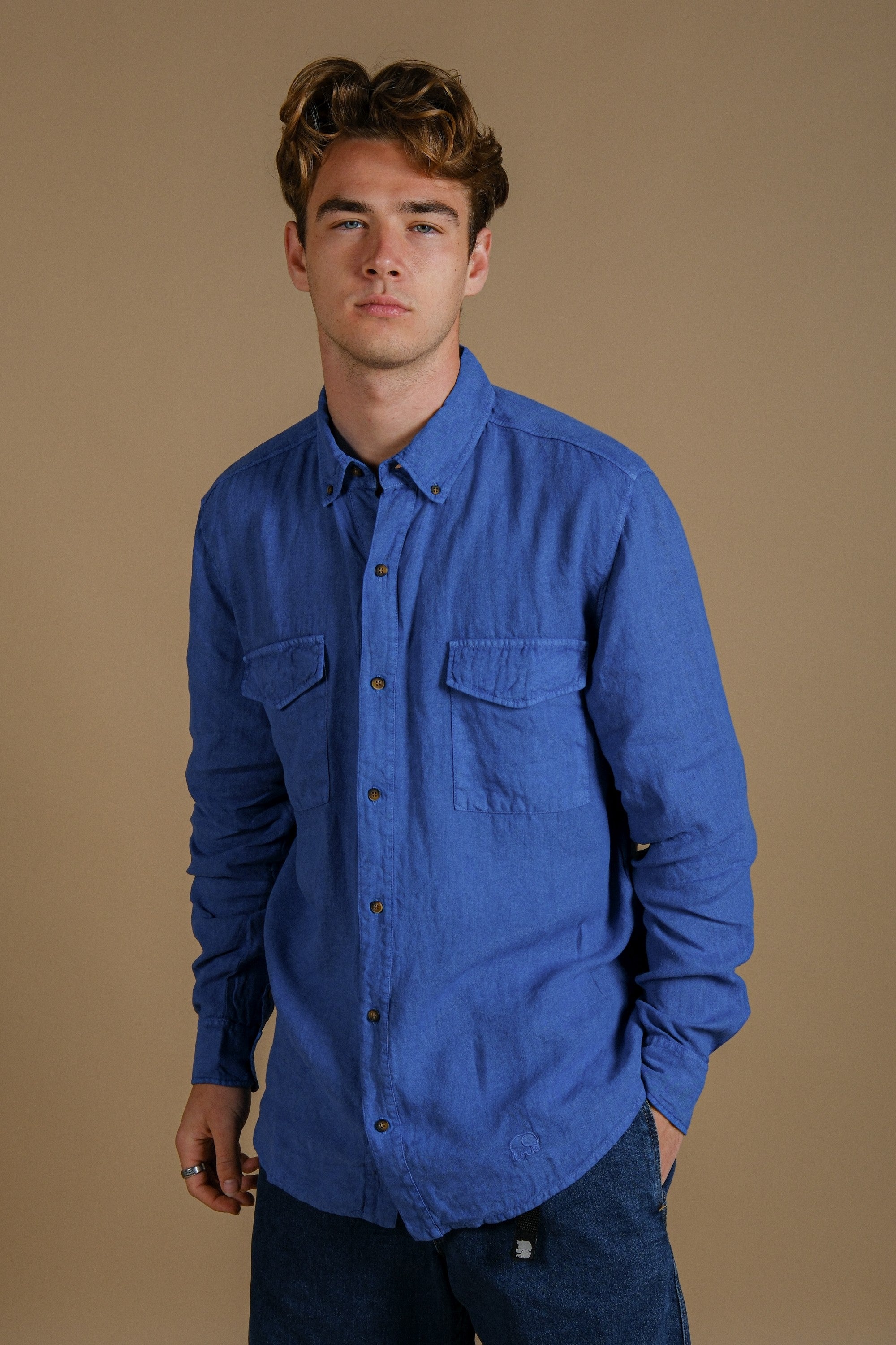 Image of Trendsplant mannen vegan Shirt Ls San Gabriel Camp Tidepool Blauw