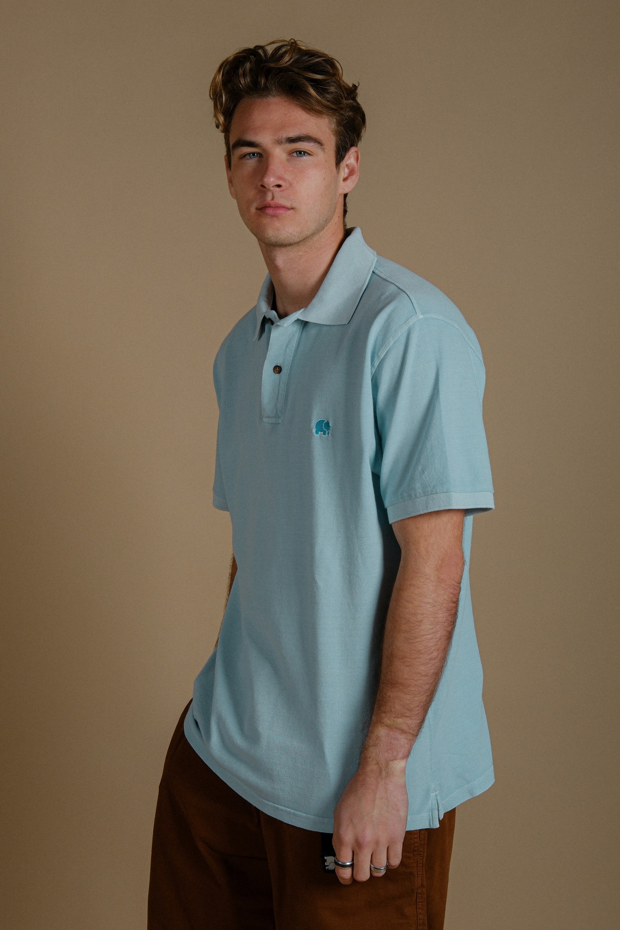 Image of Trendsplant mannen vegan Poloshirt Alcalali Pigment Shore Green