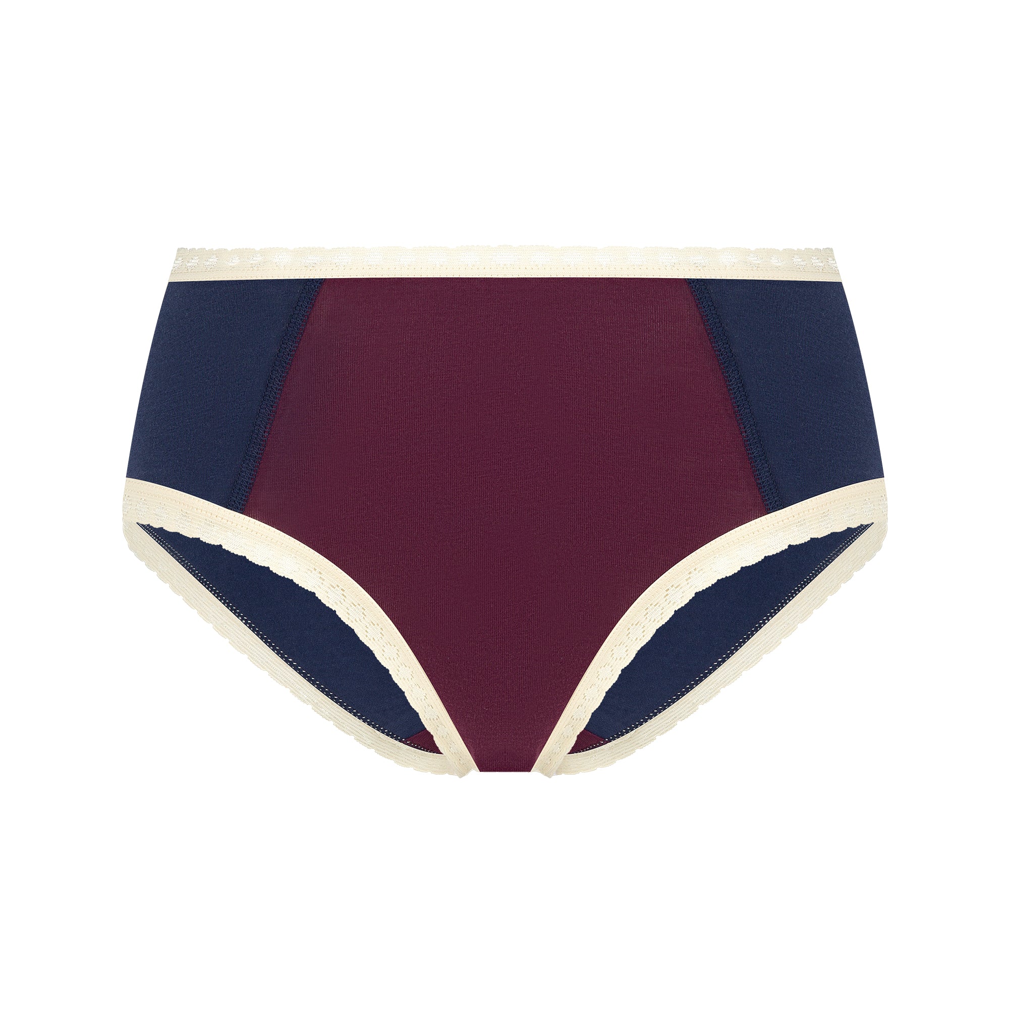 Albero Natur womens vegan Multipack 6x Briefs Hipster With Lace Burgundy/Dark Blue