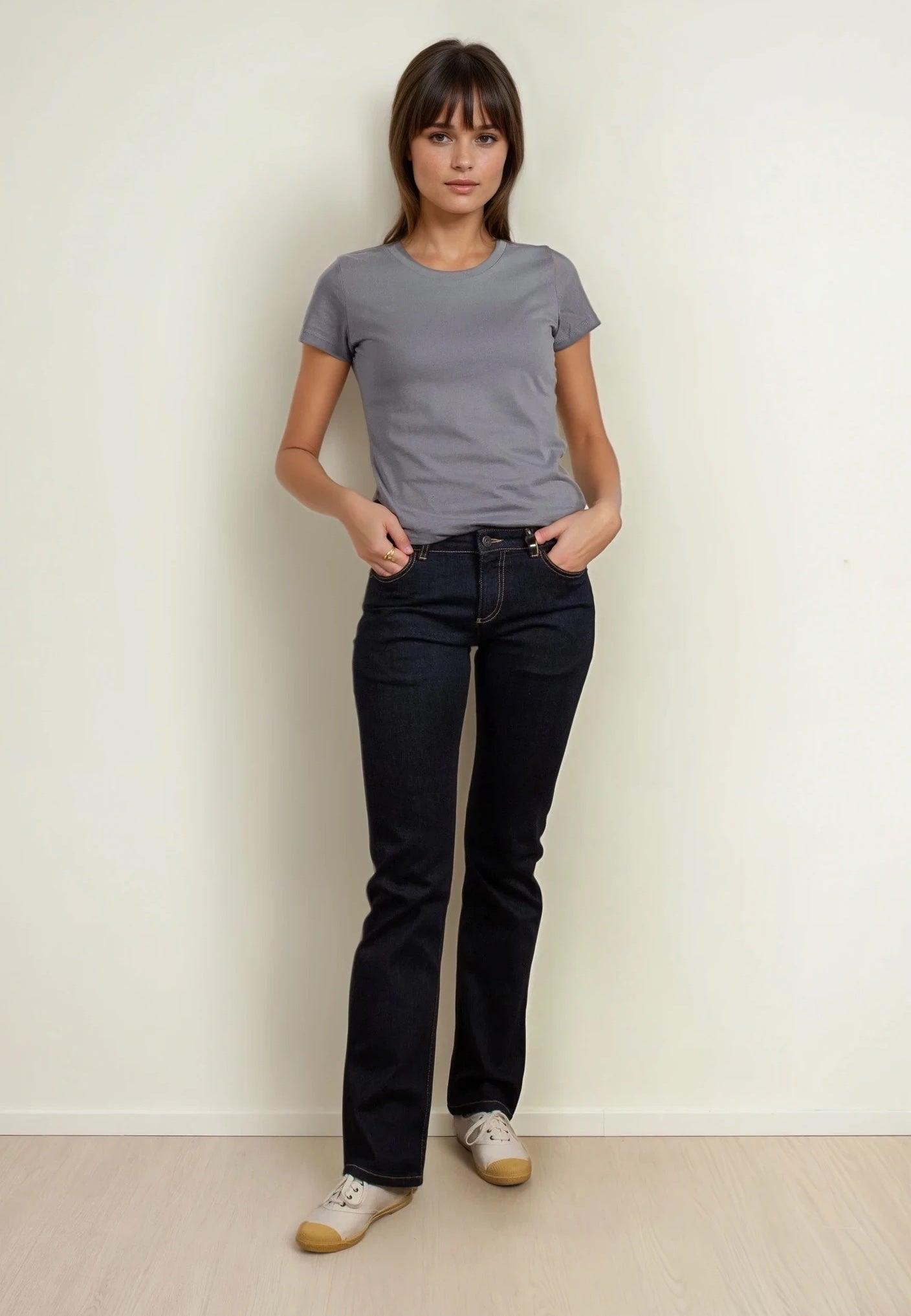 100519 - Damen vegan Jeans Joan Straight Fit Dark Wash Blau