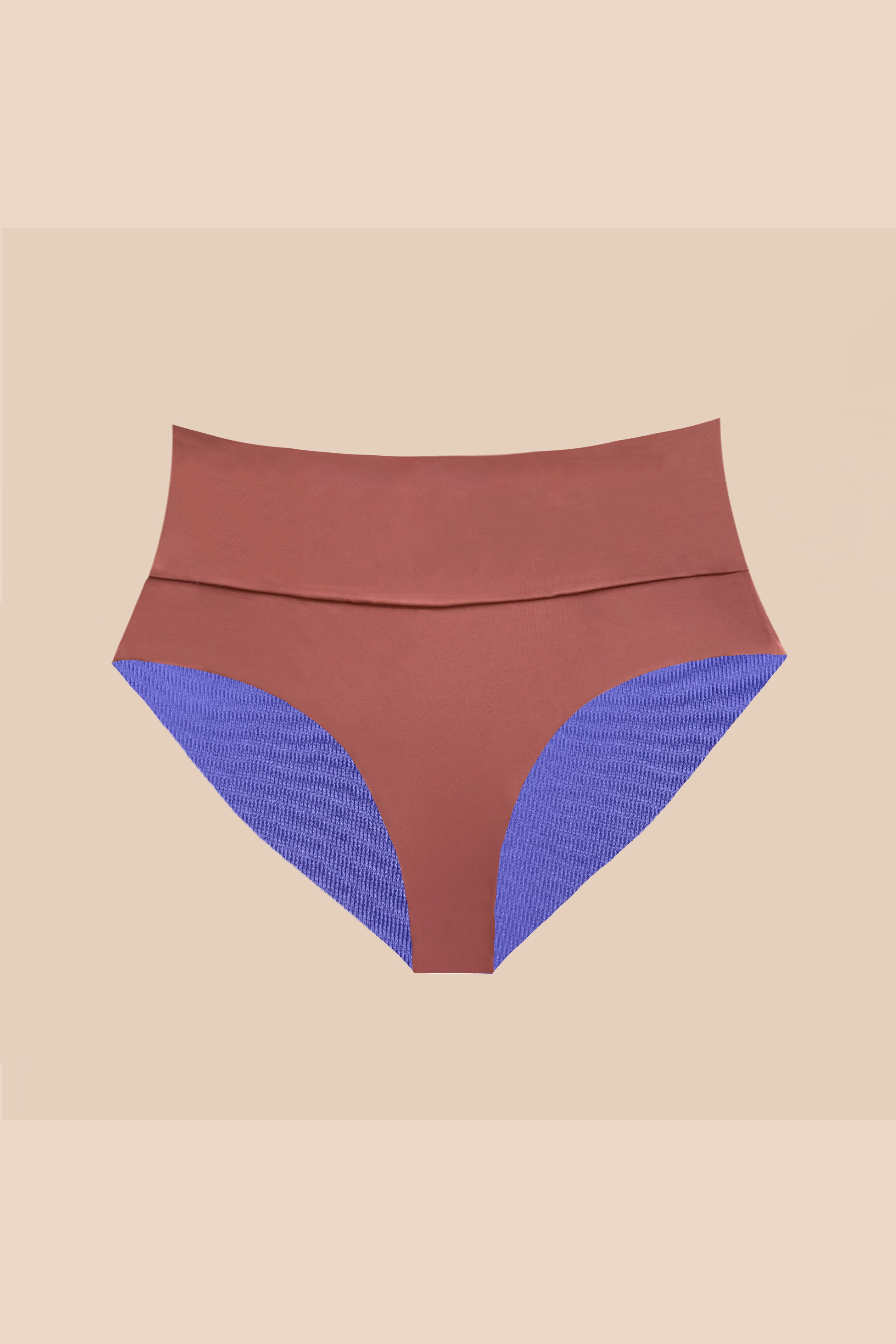 Woodlike Damen vegan Bikiniunterteil Reversible Emee High Waist Braun / Flieder