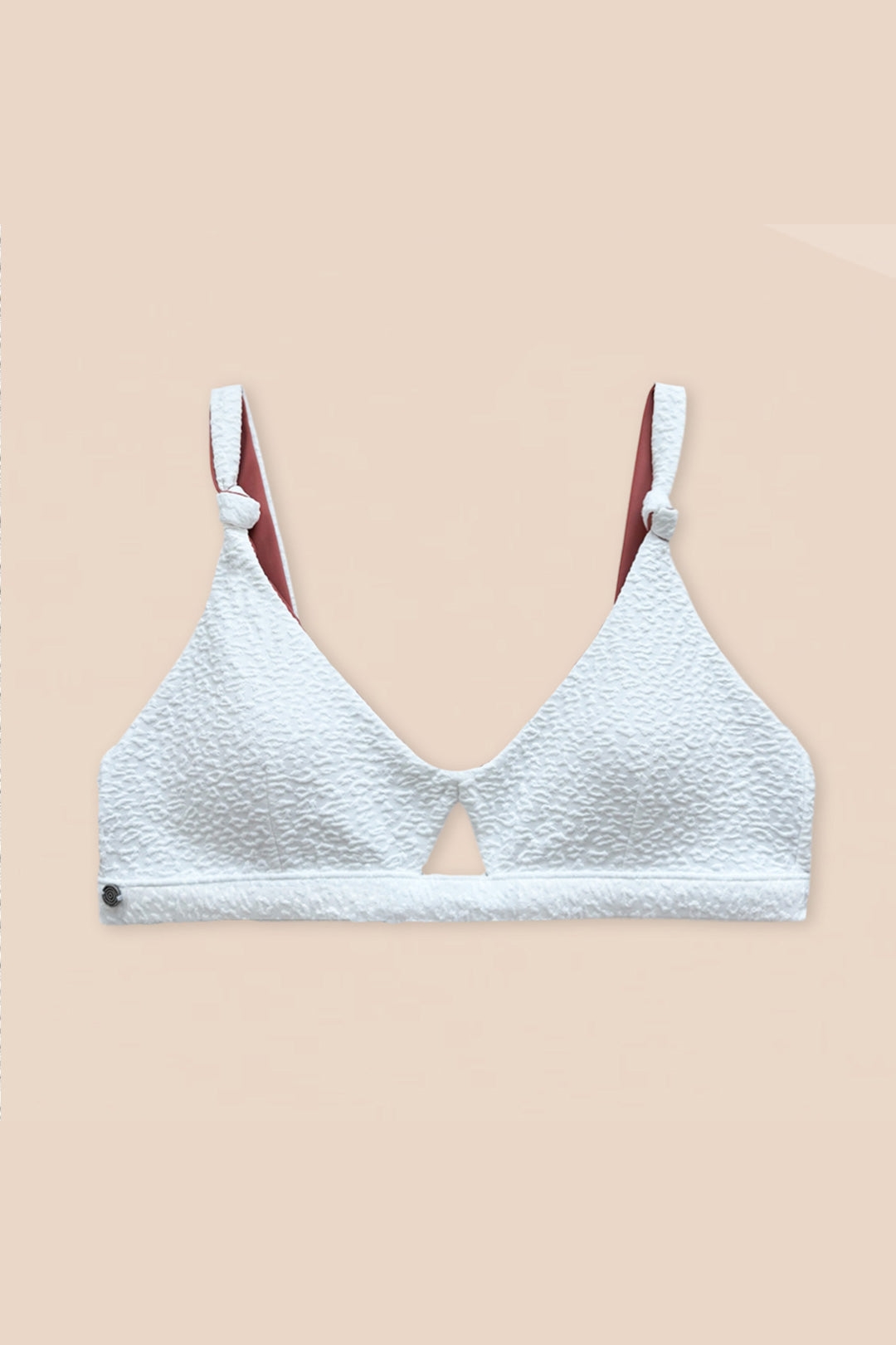 Woodlike Damen vegan Bikinioberteil Rosabraun / KorallenweiÃŸ