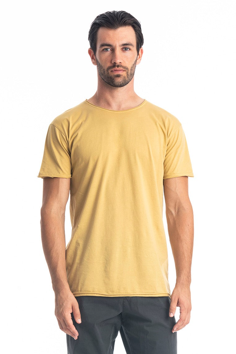 RAVENS VIEW IBIZA Herren vegan T-Shirt Runder Wilder Ausschnitt Gold