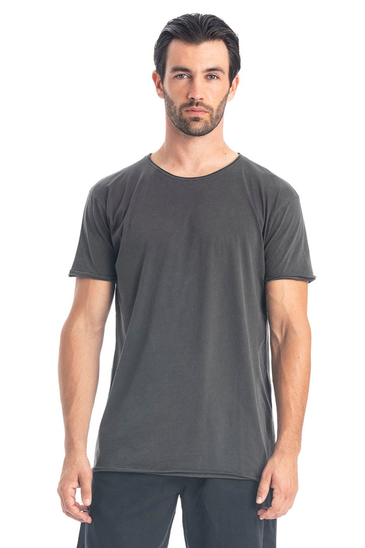 RAVENS VIEW IBIZA Herren vegan T-Shirt Runder Wildkragen Anthrazit
