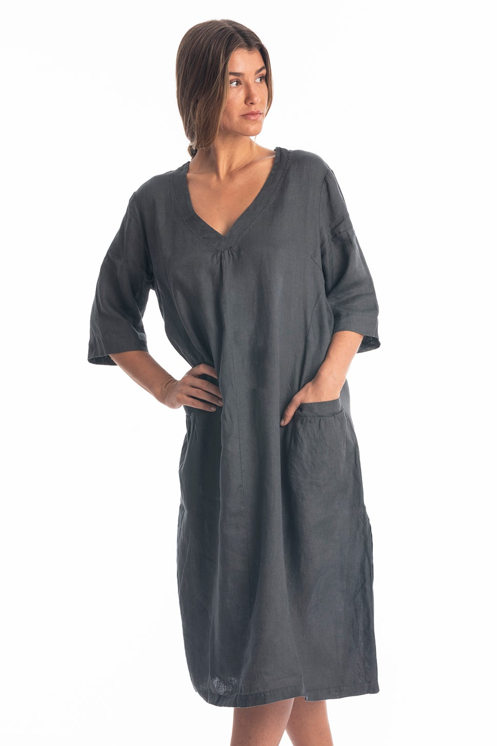 RAVENS VIEW IBIZA Damen vegan Kleid Isola Anthrazit