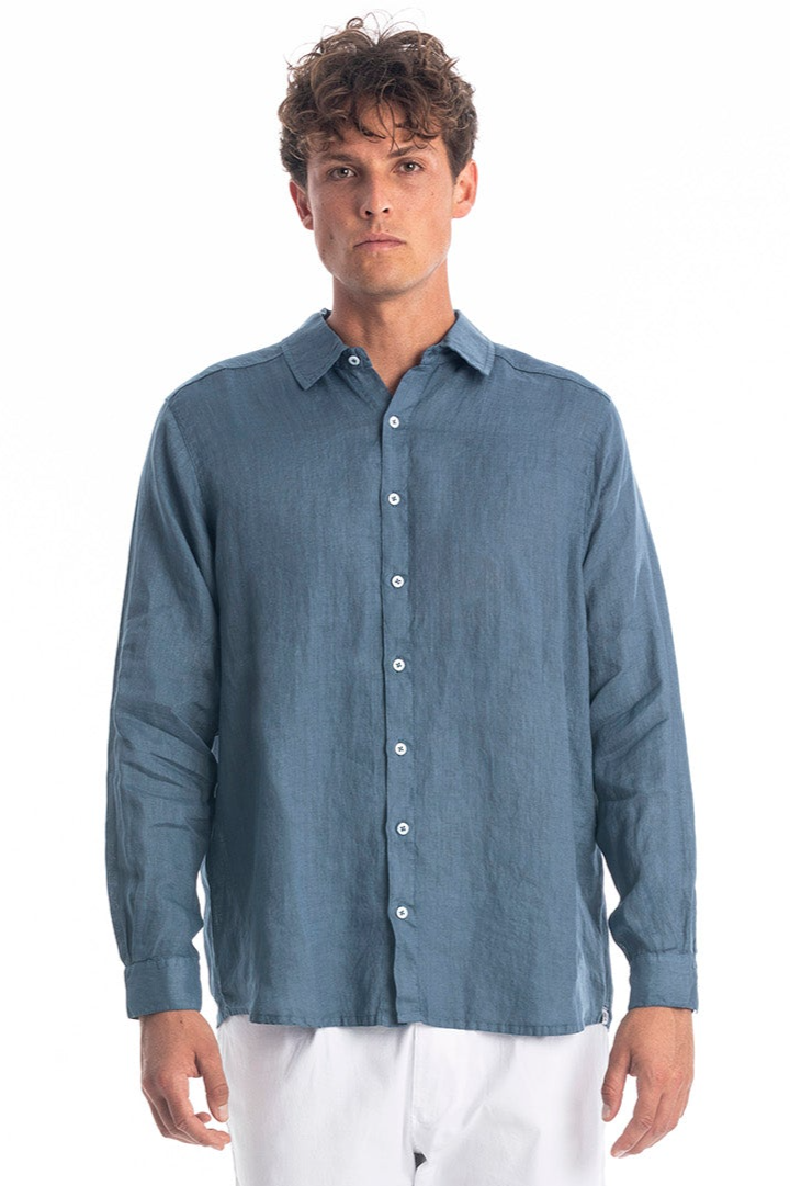 RAVENS VIEW IBIZA Herren vegan Hemd Alain Jeans Blau