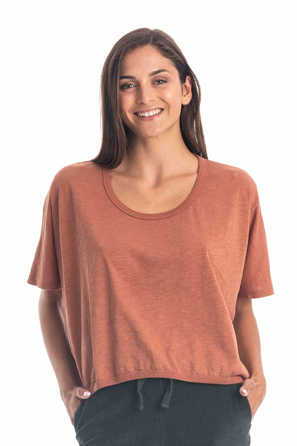 RAVENS VIEW IBIZA Damen vegan Top Square Bronze Orange