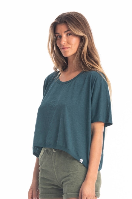 RAVENS VIEW IBIZA Damen vegan Top Square Ocean Blue