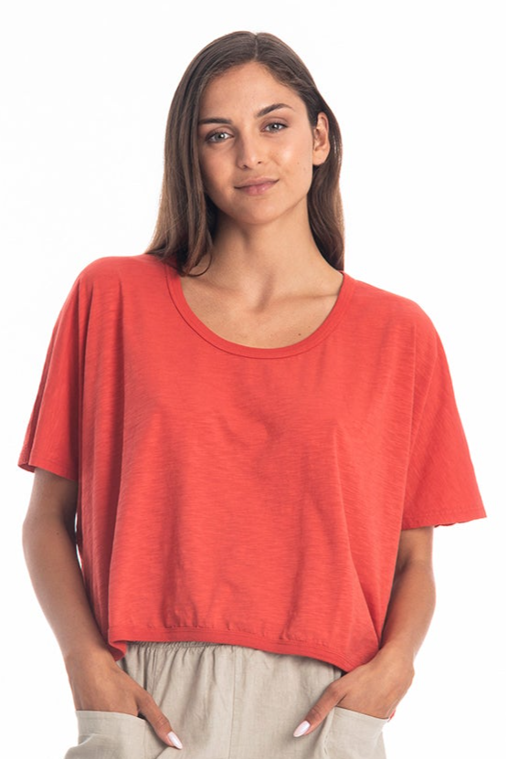 RAVENS VIEW IBIZA Damen vegan Top Square Fliese Rot