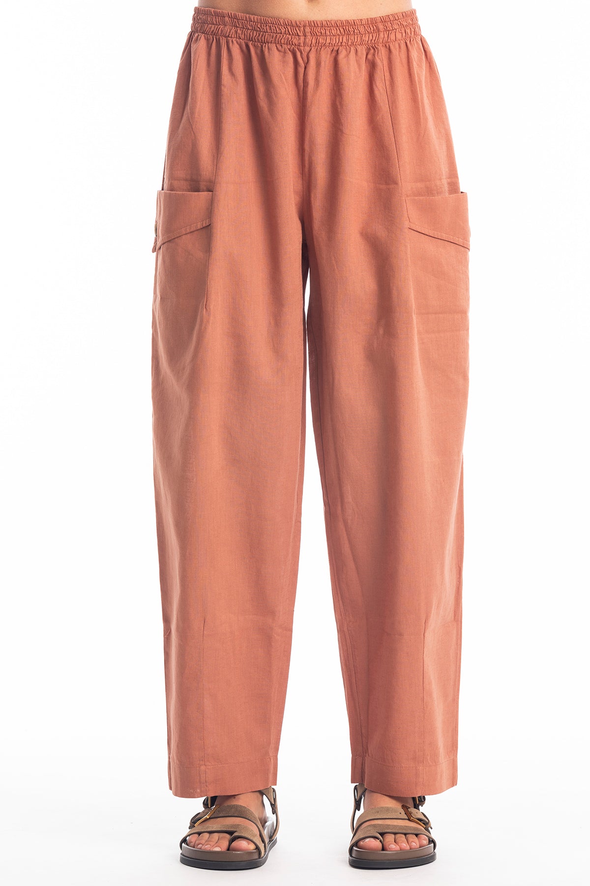 Image of RAVENS VIEW IBIZA dames vegan Broek Bosa Brons Oranje